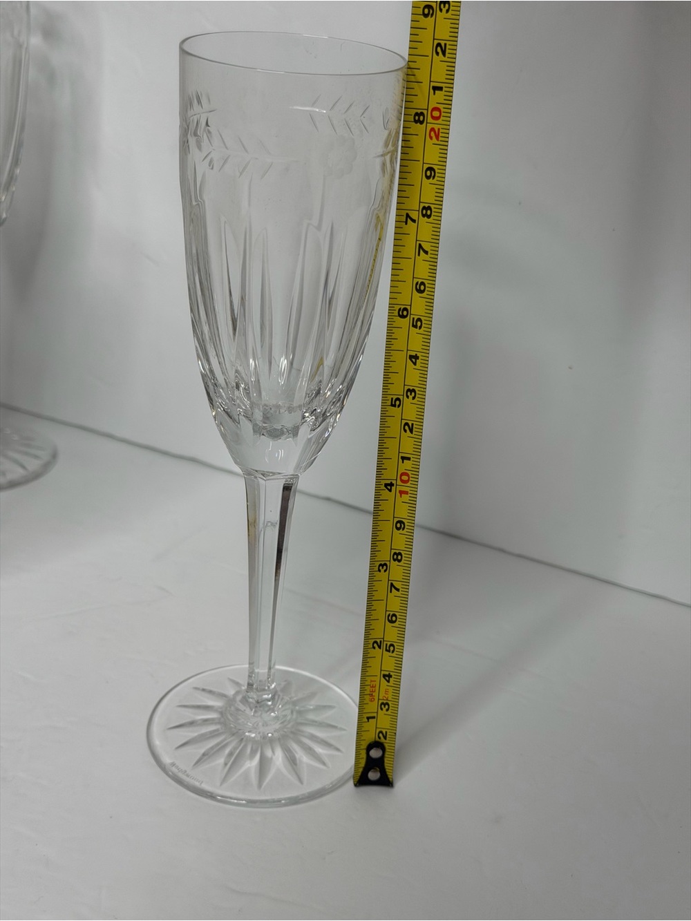 Wedgwood Calendore Lead Crystal glasses Champagne Stemware Flutes - set of 8 - Picture 13 of 14